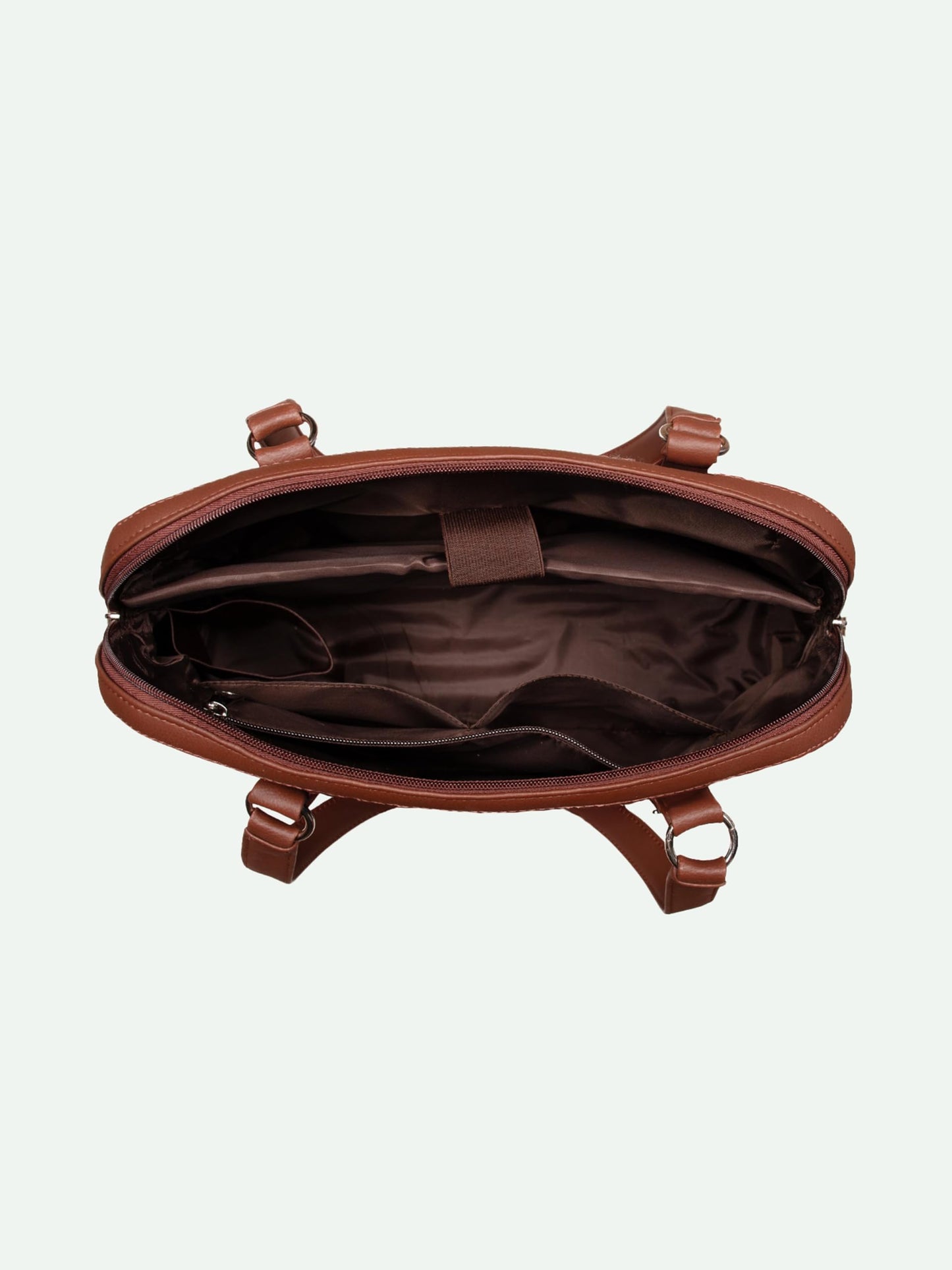 ZOUK Royal Indian Peacock Motif Carry All Work Bag | Jute | Vegan Leather Handcrafted Shoulder Bag for Women's & Girls | Teal