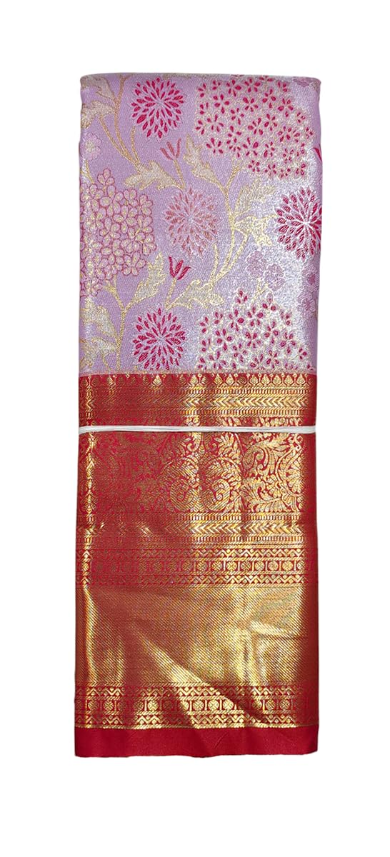 VFCollections Women's Kanchipuram Silk Pure Pattu Sarees With Blouse (VFC644-3), Multicolour