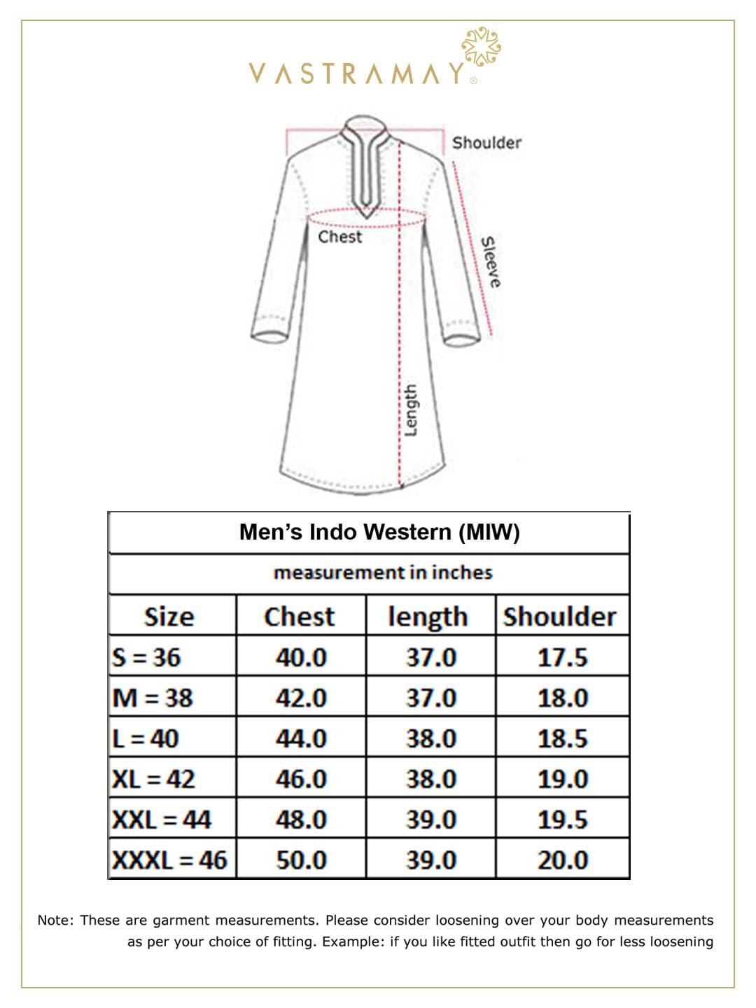 VASTRAMAY Men's Cream Silk Blend Sherwani Only Top