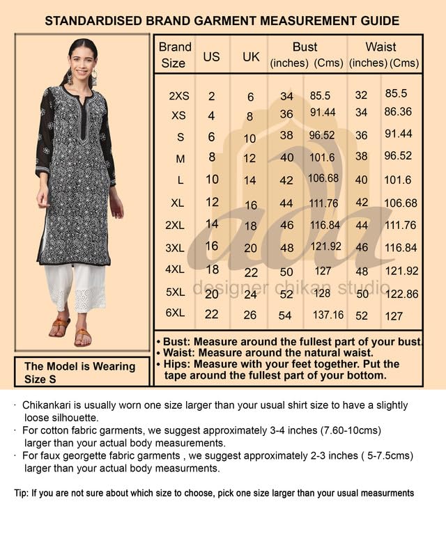 Ada Hand Embroidered Lucknowi Chikankari Cotton Kurti Kurta for Women A411616 Blue (5XL)