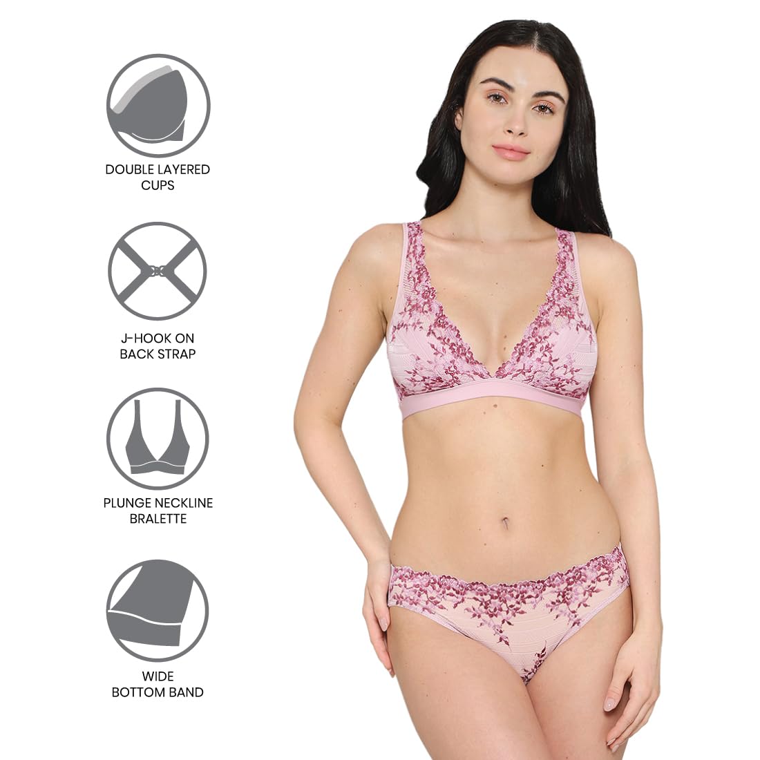 Embrace Lace Non Padded Non Wired 3/4th Cup Bridal Wear Medium Coverage Lace Bralette - Light Pink (38)