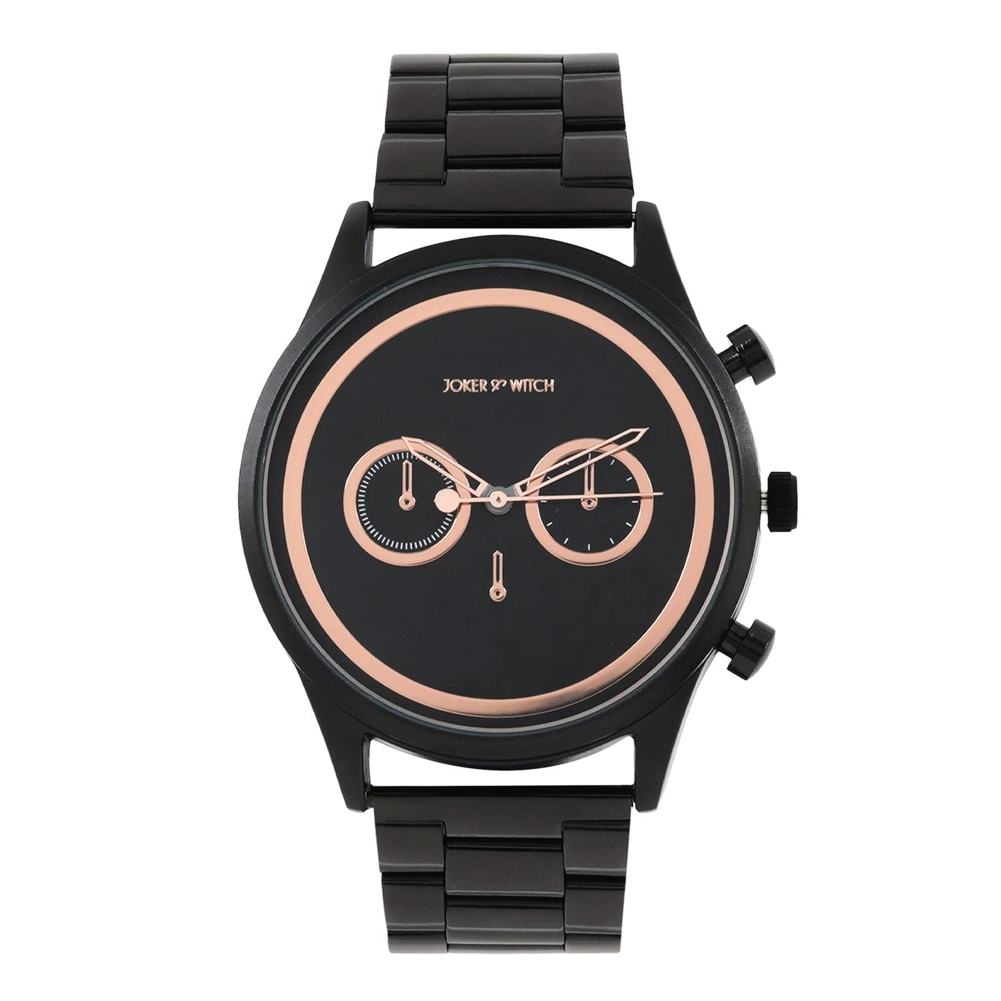 Joker & Witch Hudson 44mm Black Dial 22mm Gunmetal Stainless Steel Watch for Men