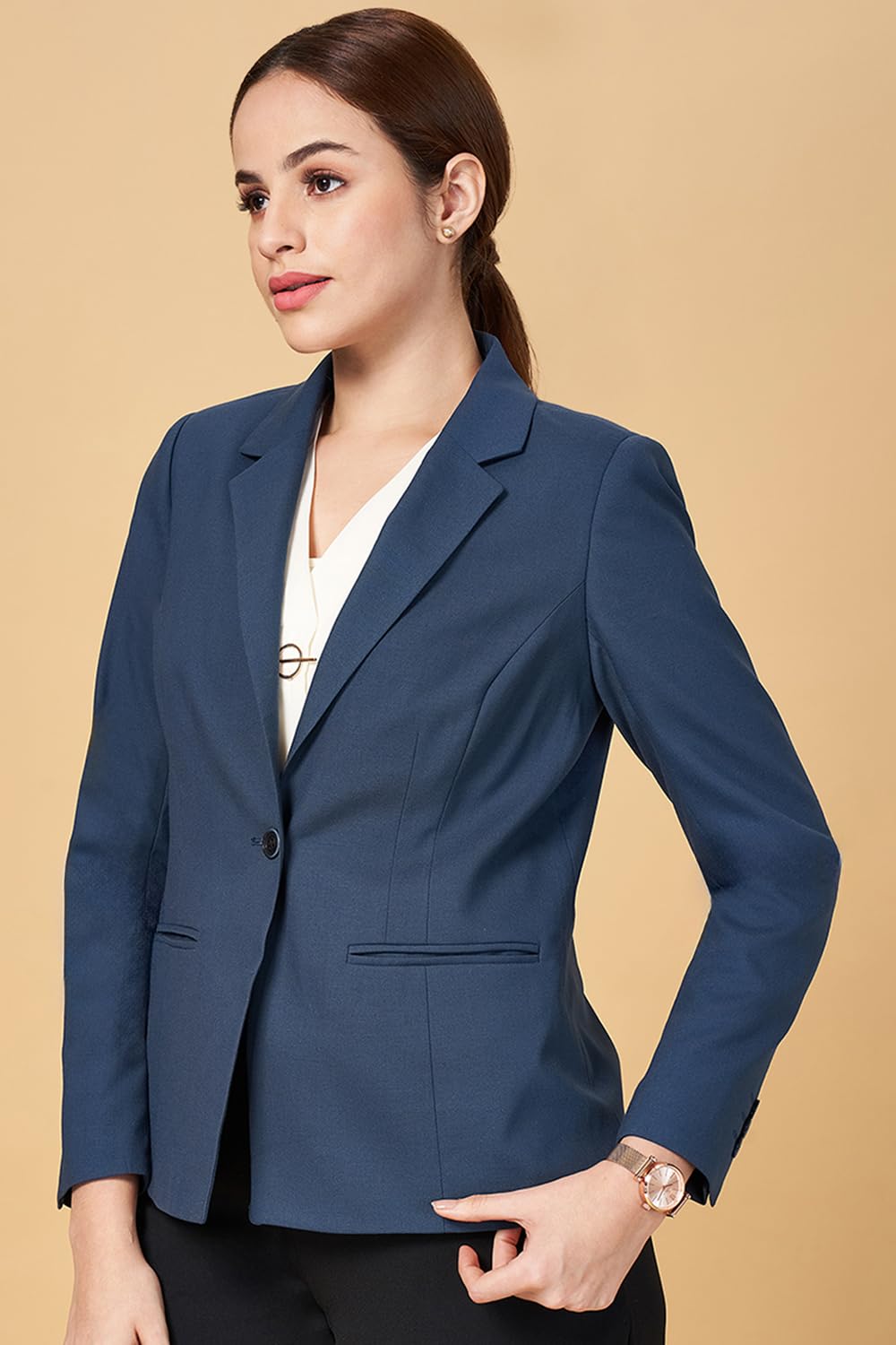 Annabelle by Pantaloons Women's Classic Regular Blazer (110143239003_Teal