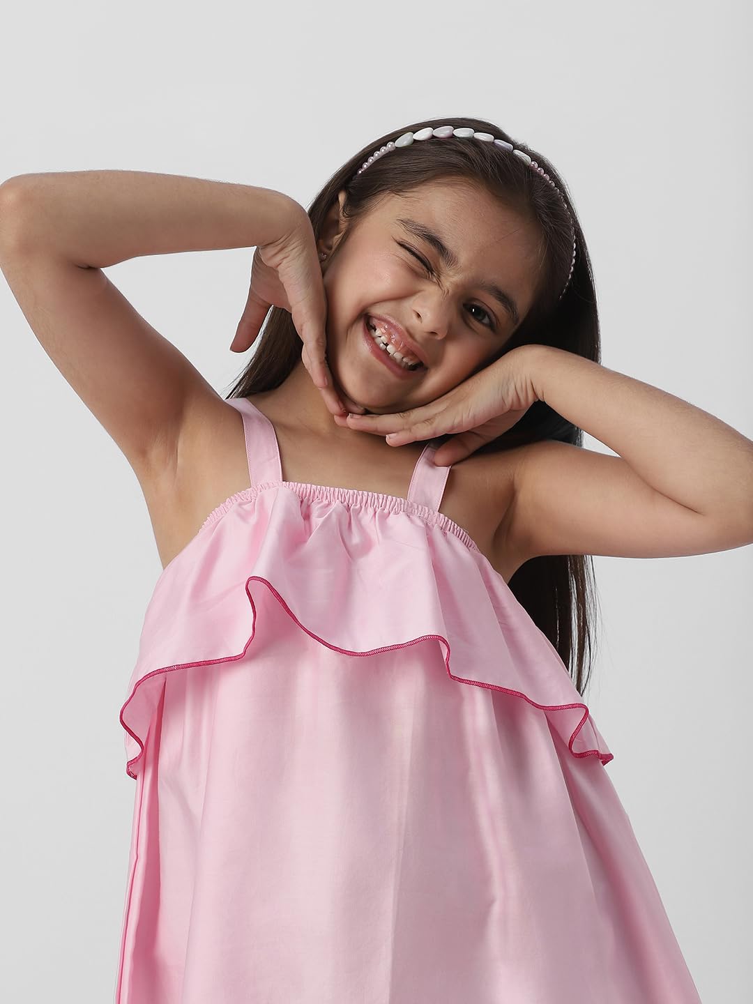 Nautinati Girls Strap Sleeve Casual Dress | Age 3-8 Years Pink