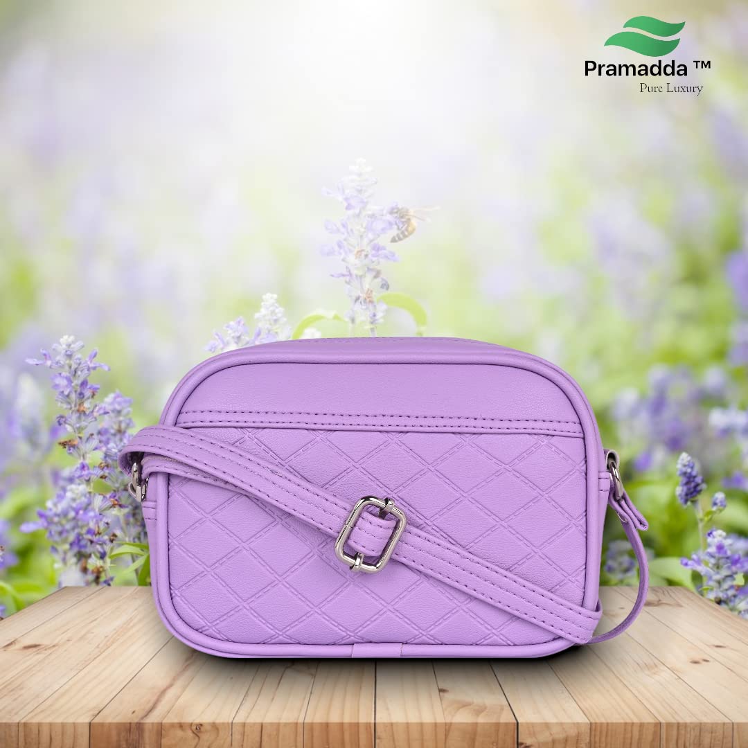Pramadda Pure Luxury Emboss Faux Leather Sling Bag For Women Stylish | Side Crossbody Shoulder Purse Handbag | Birthday Gift Item Women (Gorgeous Lilac)