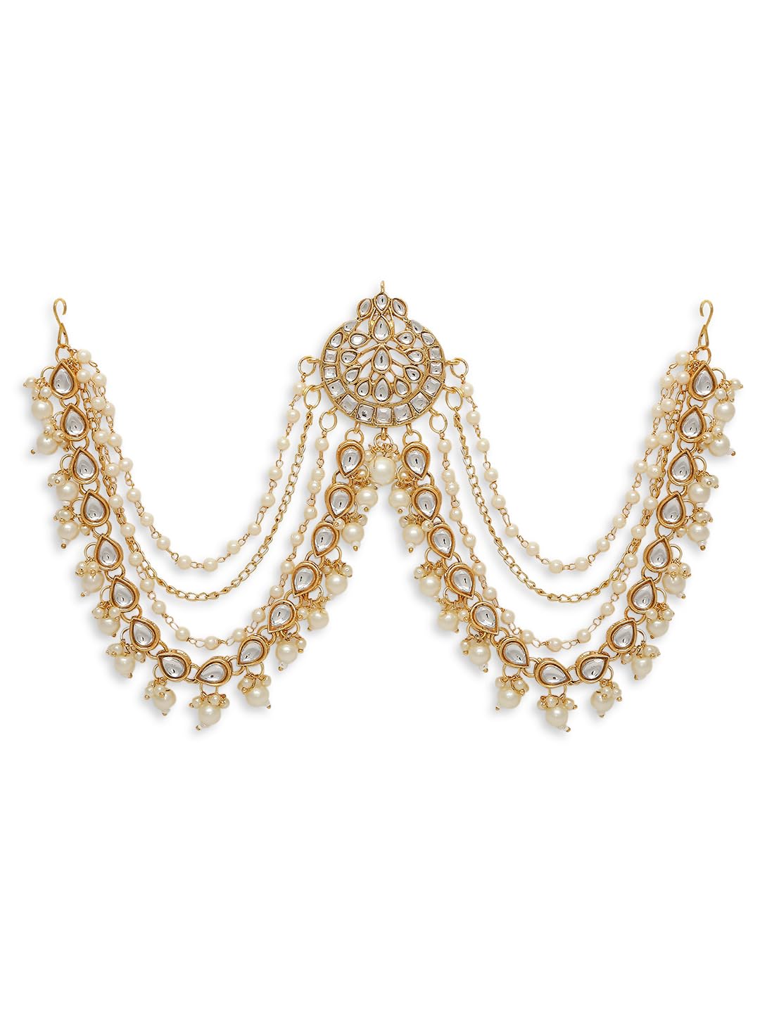 OOMPH Jewellery Gold Tone Ethnic Sheeshphool-Kundan Jadau Floral Design for Women & Girls Stylish Latest (DST4_O2)