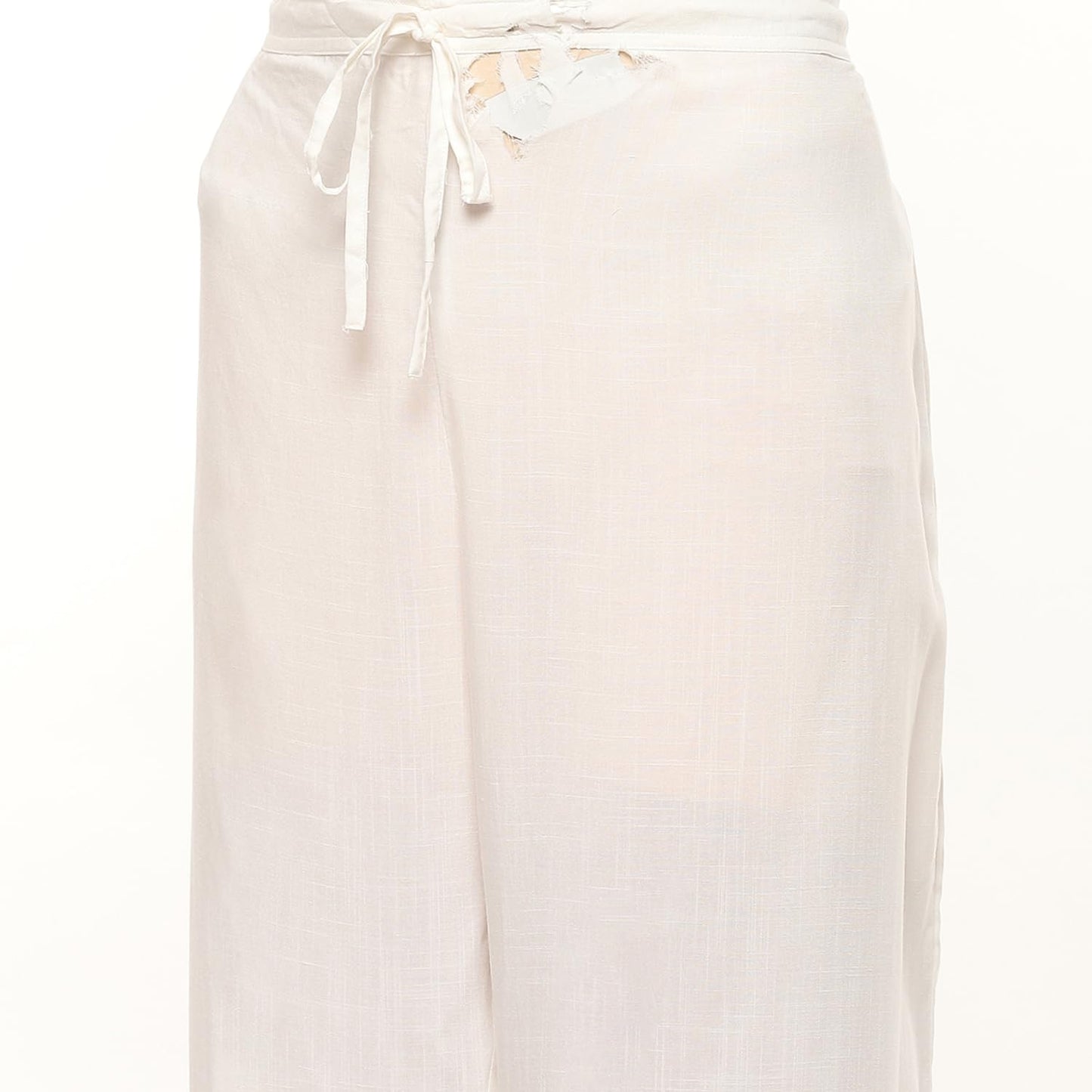 BIBA Women Solid Regular Mid Rise Mix and Match Pants (Boho STORY20143_Off White_L)