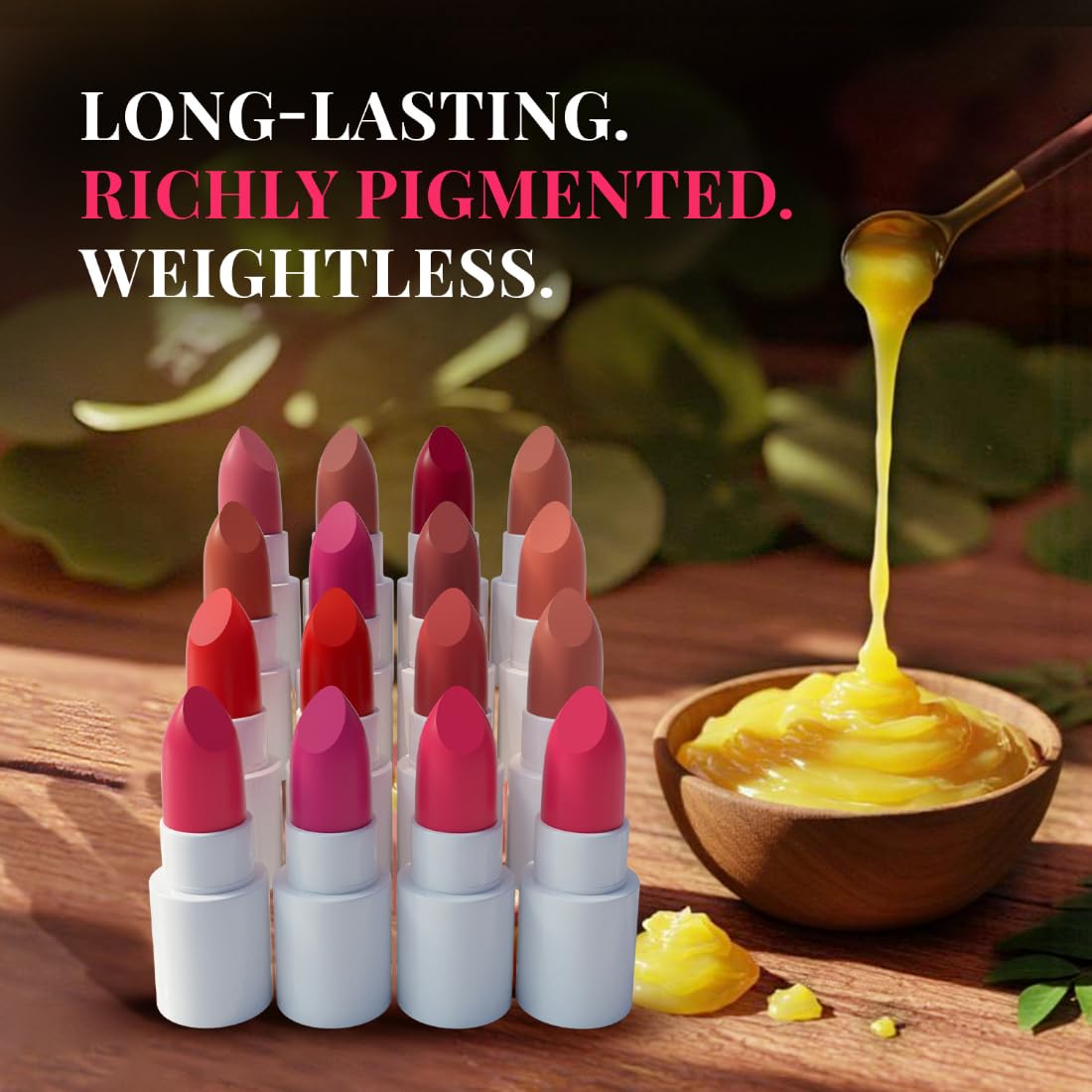 Just Herbs Ayurvedic Lipstick Micro-Mini Kit | Kit of 16 Matte Lipsticks | Long-lasting | Weightless | Ayurvedic Formula | Travel-friendly - 7g