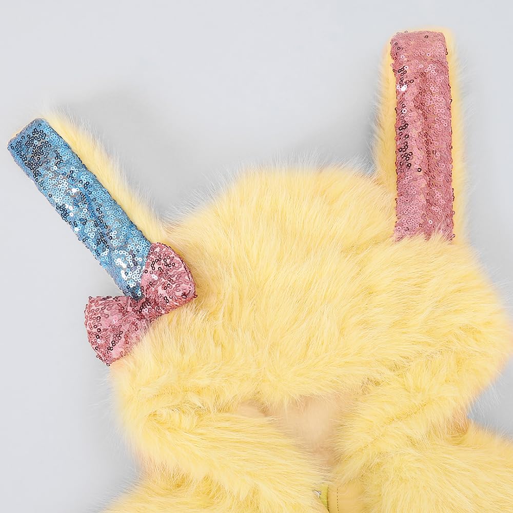 Hopscotch Girls Yellow Full Sleeves Fuzzy Toggle Puffer Jacket For Ages (12-18 Months)