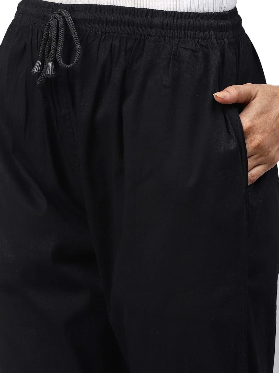 Ada Hand Embroidered Lucknow Chikankari Cotton Regular Fit Palazzo Pant For Women L711124 Black