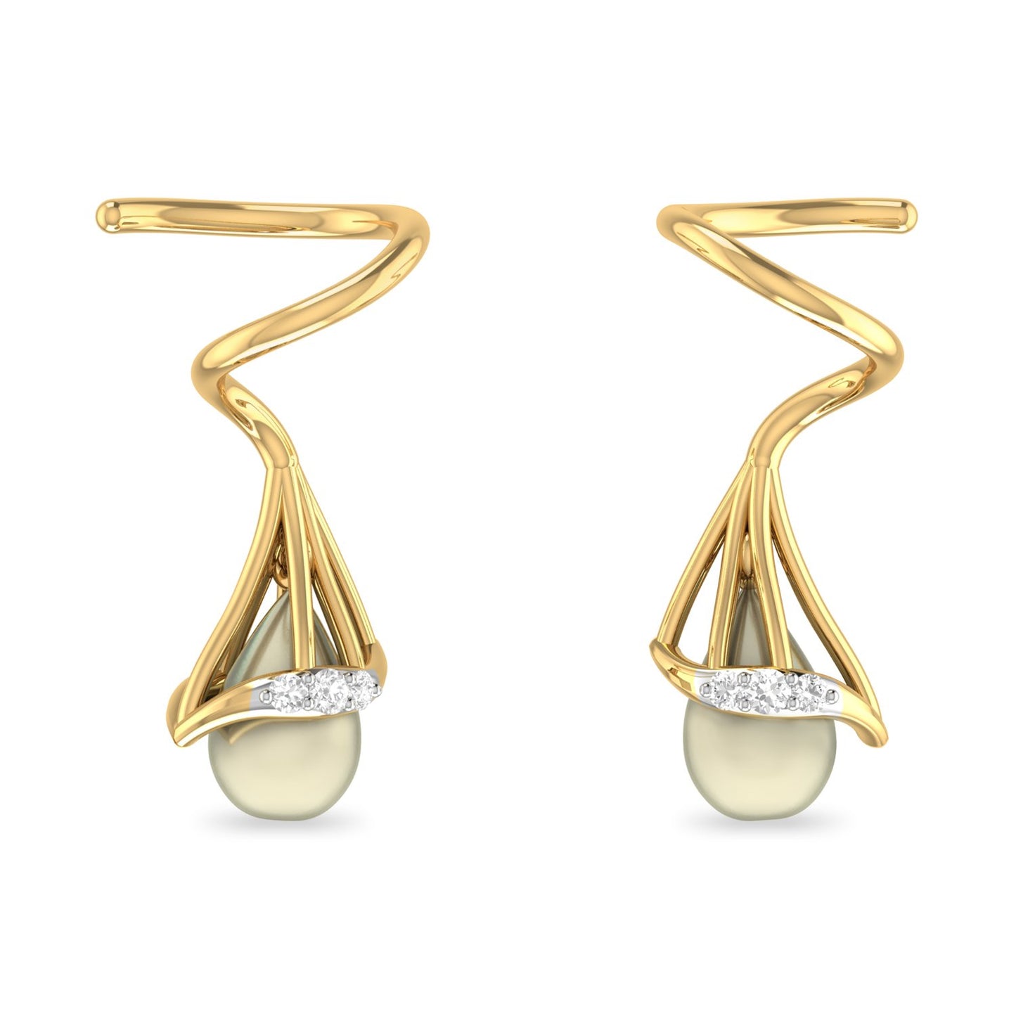 PC Jeweller The Maylin 18k Yellow Gold and Diamond Stud Earrings for Women