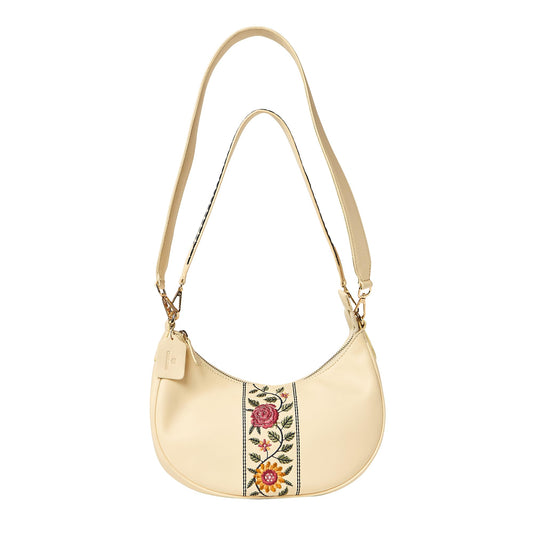 Chumbak Off White Tote Bag for Women, Zipper Closure, Dual Strap, Palace Memoirs Collection, Stylish Designer Handbag Purse Wallet Sling Tote, Everyday Casual Ethnic Travel Office Use