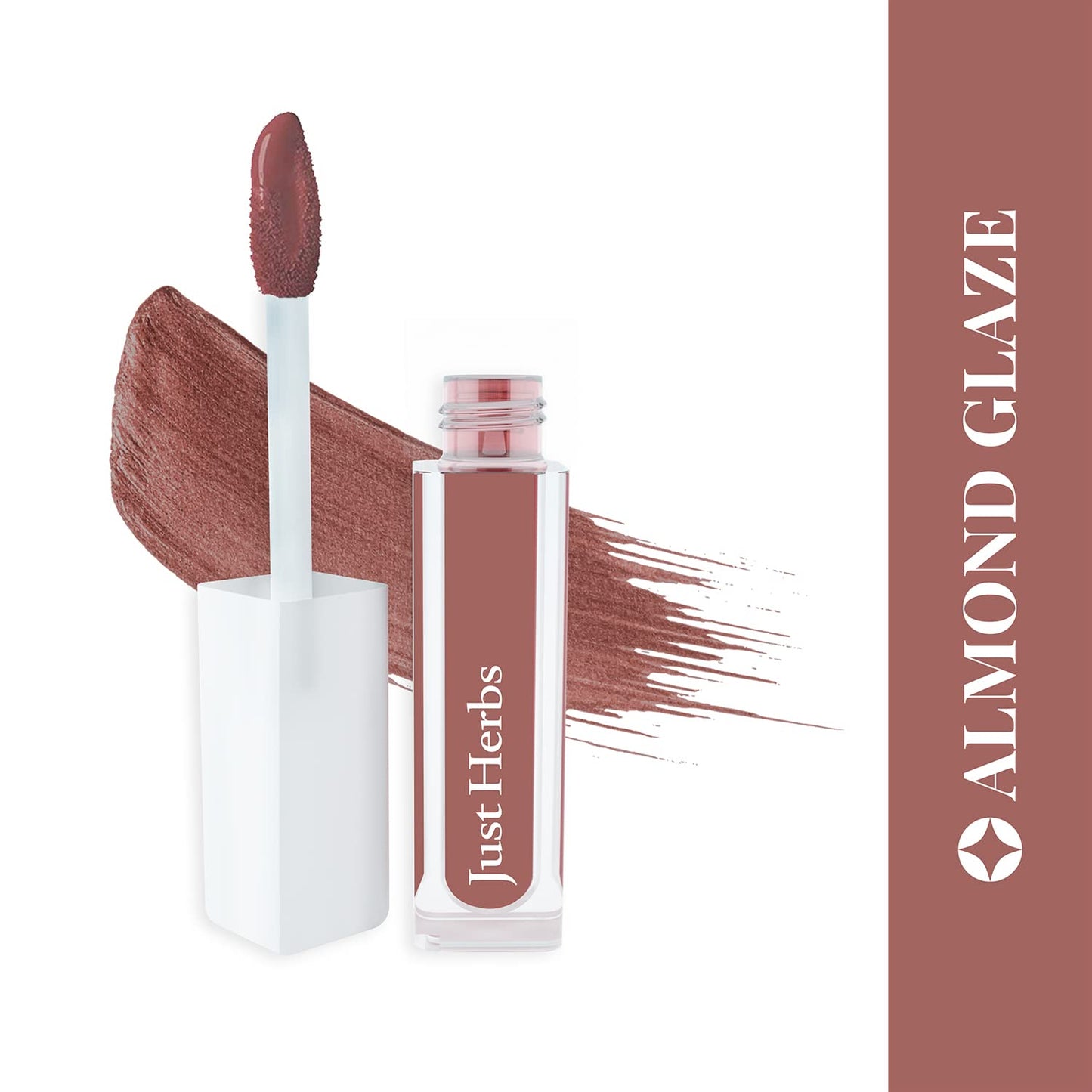 Just Herbs Ayurvedic Creamy Matte Long Lasting Liquid Lipstick, Lightweight & Hydrating Lip Colour with Liquorice & Sweet Almond Oil - Almond glaze