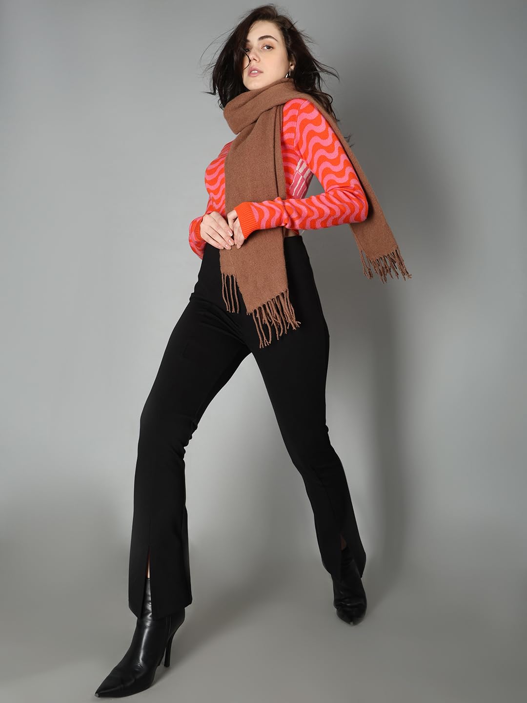 VERO MODA Black Front Slit Flared Pants