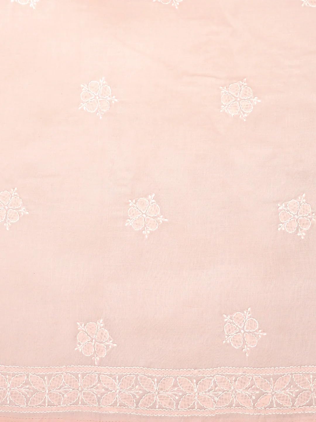 Ada Hand Embroidered Lucknowi Chikankari Unstitched Cotton Dress Material Suit Piece with Dupatta for Women A211366 Peach