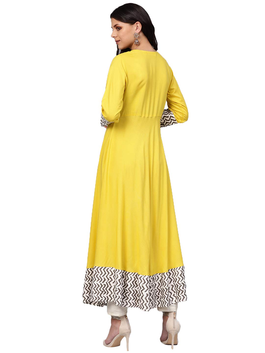 Divena Women's Rayon A-Line Ankle Length Dress (DK0507A-XS_Yellow