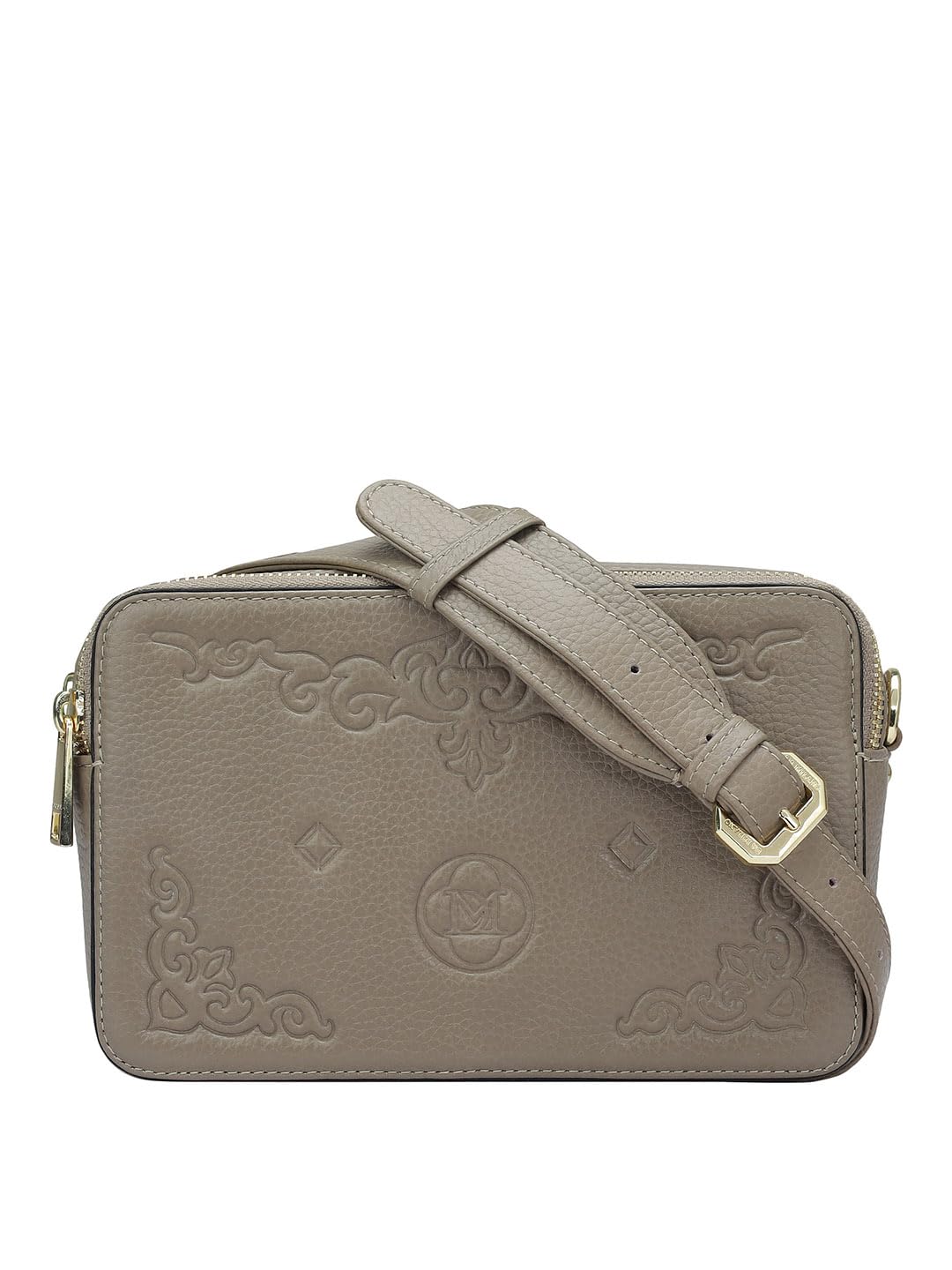 Da Milano Genuine Leather Grey Sling Bag (Small) (01555)