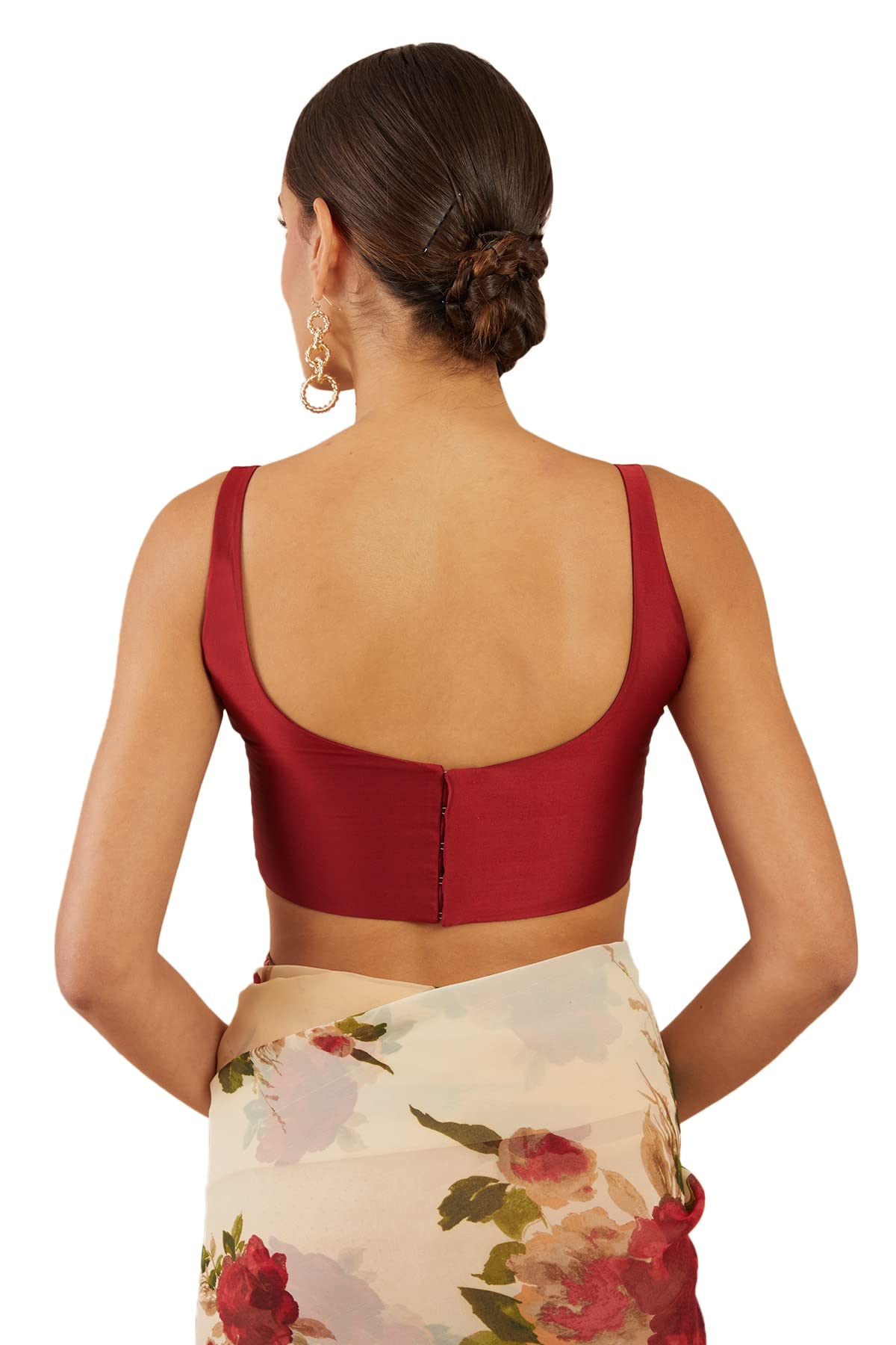 Soch Women's Art Silk Sleeveless Regular Blouse (SOBLA191029_Maroon 38)