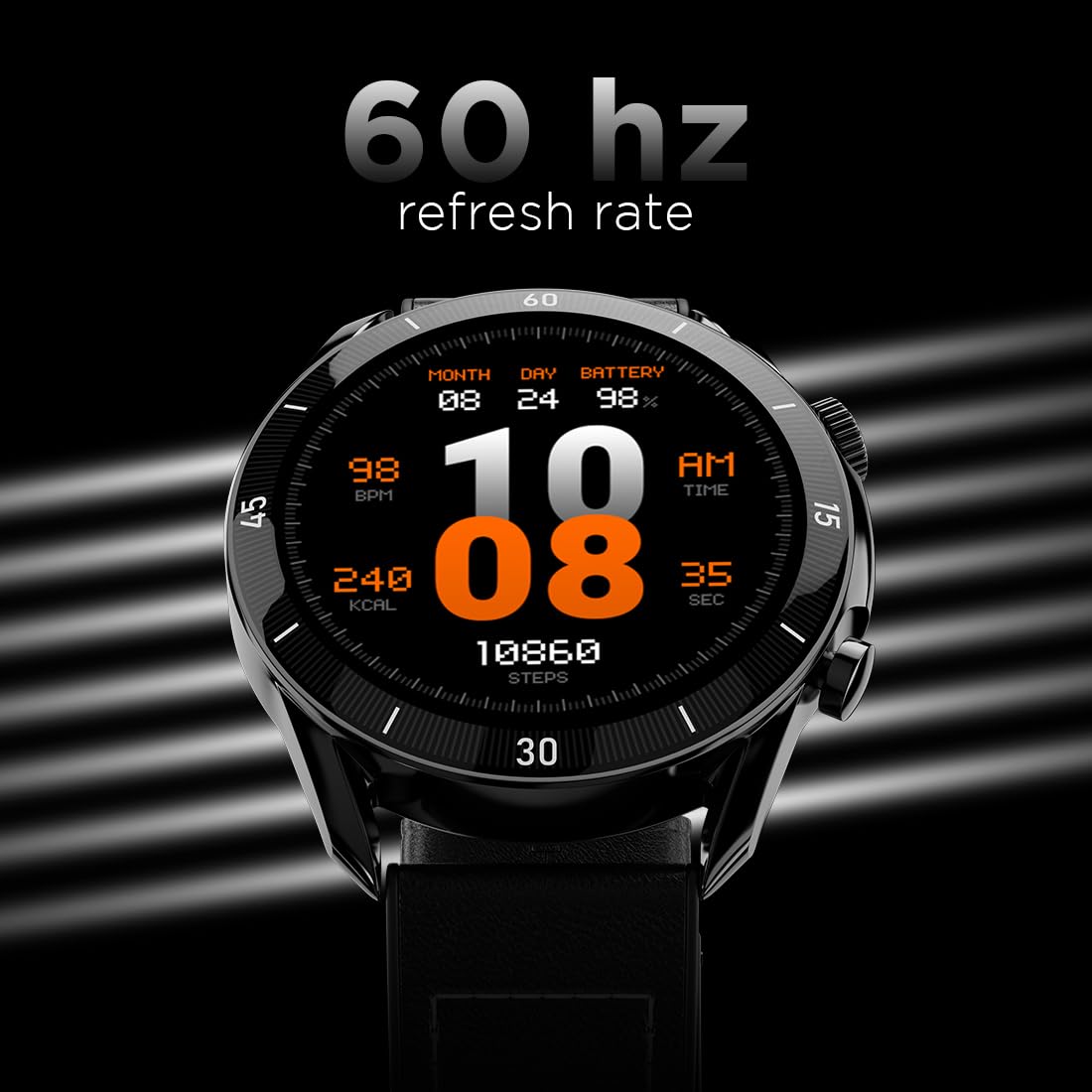 Fire-Boltt Legacy Luxury Round Smart Watch 1.43″ Super AMOLED, Bluetooth Calling, Wireless Charging, Voice Assistant, SPO₂ & Heart Rate Monitor, 110+ Sports Modes, Smart Watch for Men & Women - Black
