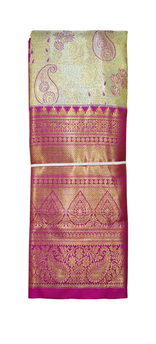 VFCollections Women's Kanchipuram Silk Pure Pattu Sarees With Blouse (VFC632-1)