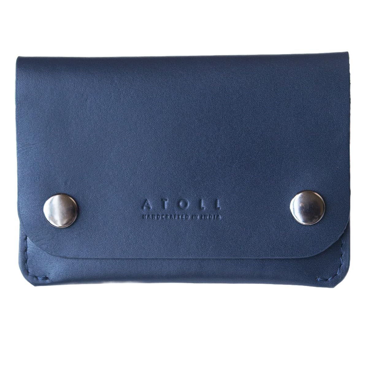 Atoll Leather Wallet for Men, Snap Button Closing, 3 Slots, Compact Credit Card Holder and Cash Compartment