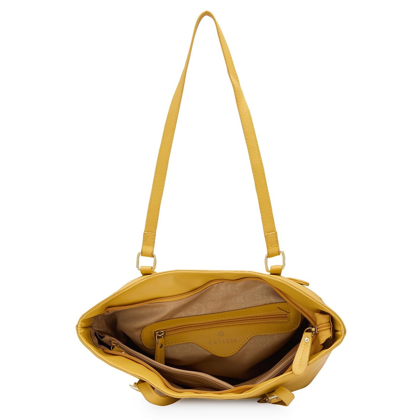 Caprese Jenny Tote Bag, Medium-Ochre | Stylish Handbag for Women | Spacious, Versatile Office & Daily Essentials Tote | Top Zip Closure