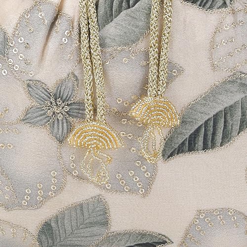 Metro Women Green Ethnic/Wedding Fabric Soft Body Dori closure Floral Handbags with (38-196)