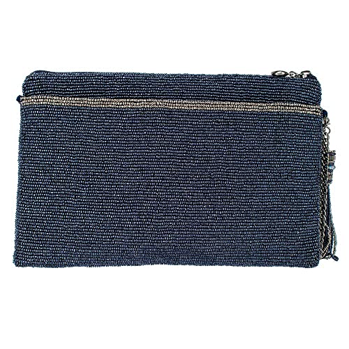 Mary Frances Work It Beaded Handbag Clutch – Art Deco Crossbody Evening Purse with Zipper Closure for Travel, Weddings, Parties – Multicolor