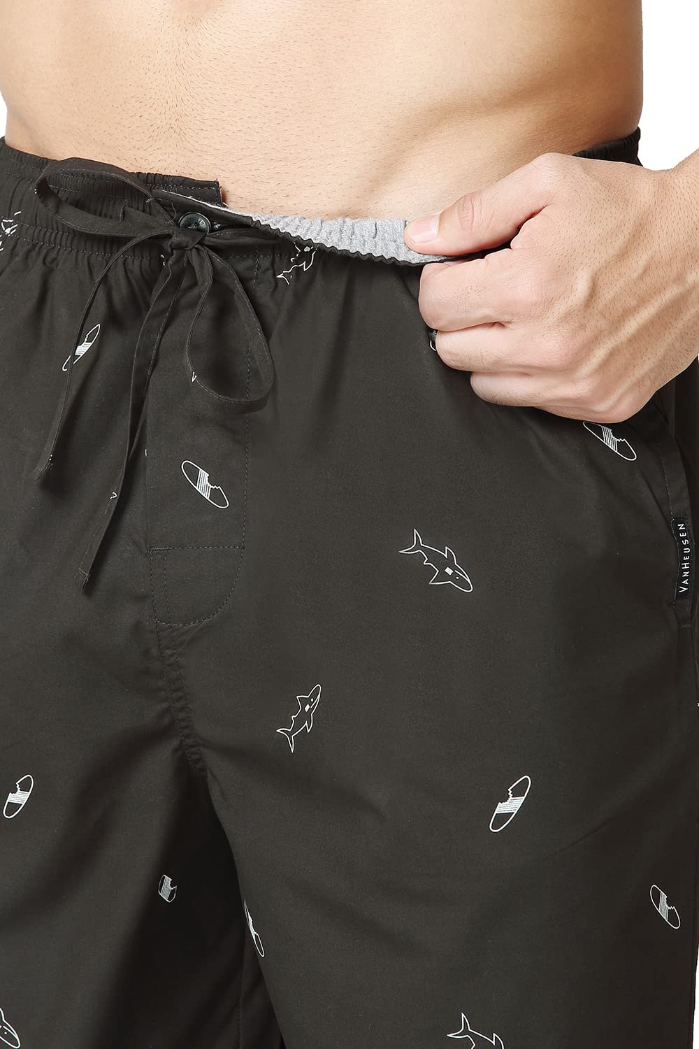 Van Heusen Men Athleisure Soft Suede Touch Lounge Shorts - 100% Combed Cotton - Allover Print, Functional Pocket_50061_ASP-17_XL