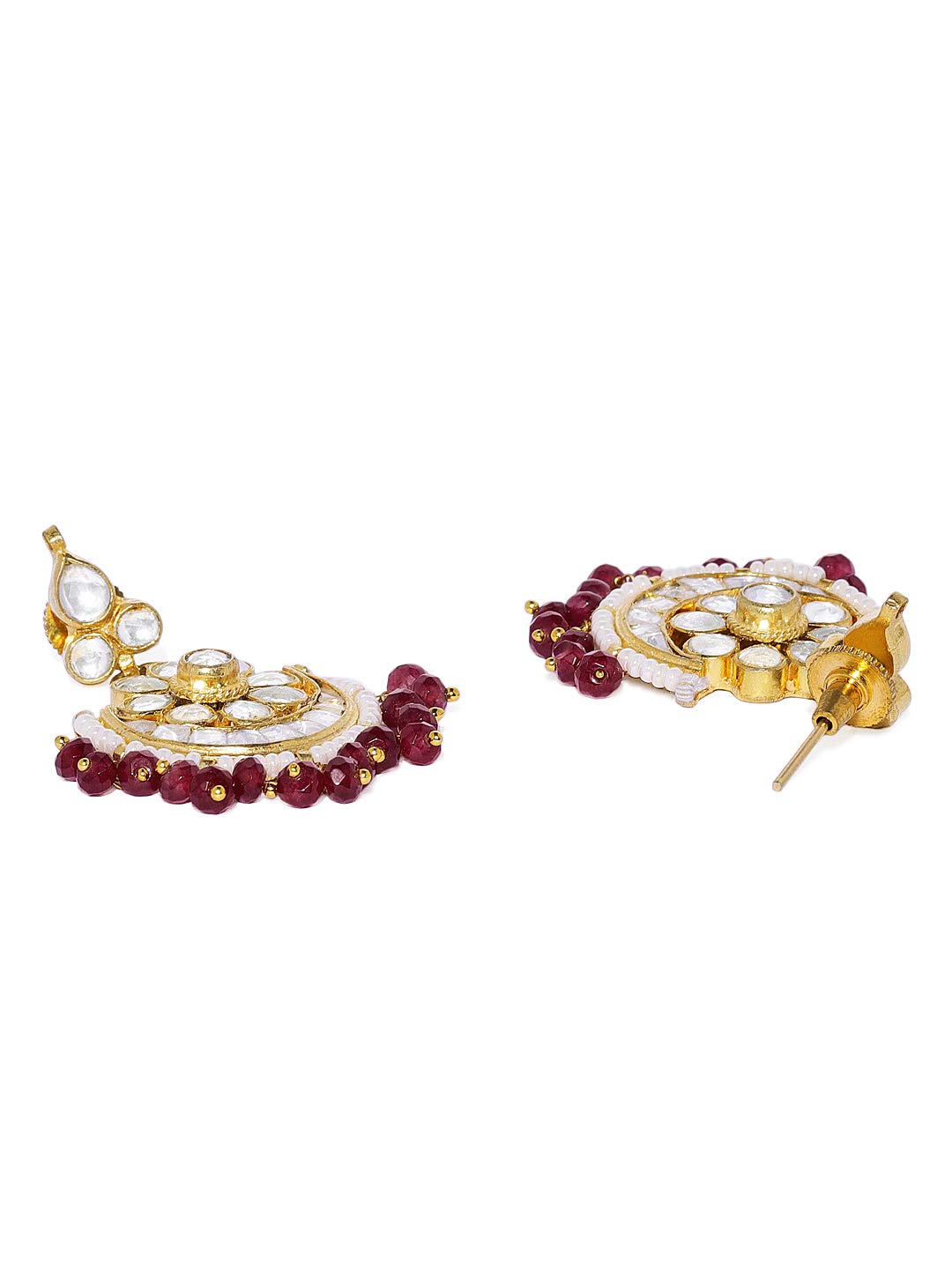 ACCESSHER Gold toned Ruby crystals and Handcrafted kundan and pearl embellished Jewellery set for women and girls set of 1