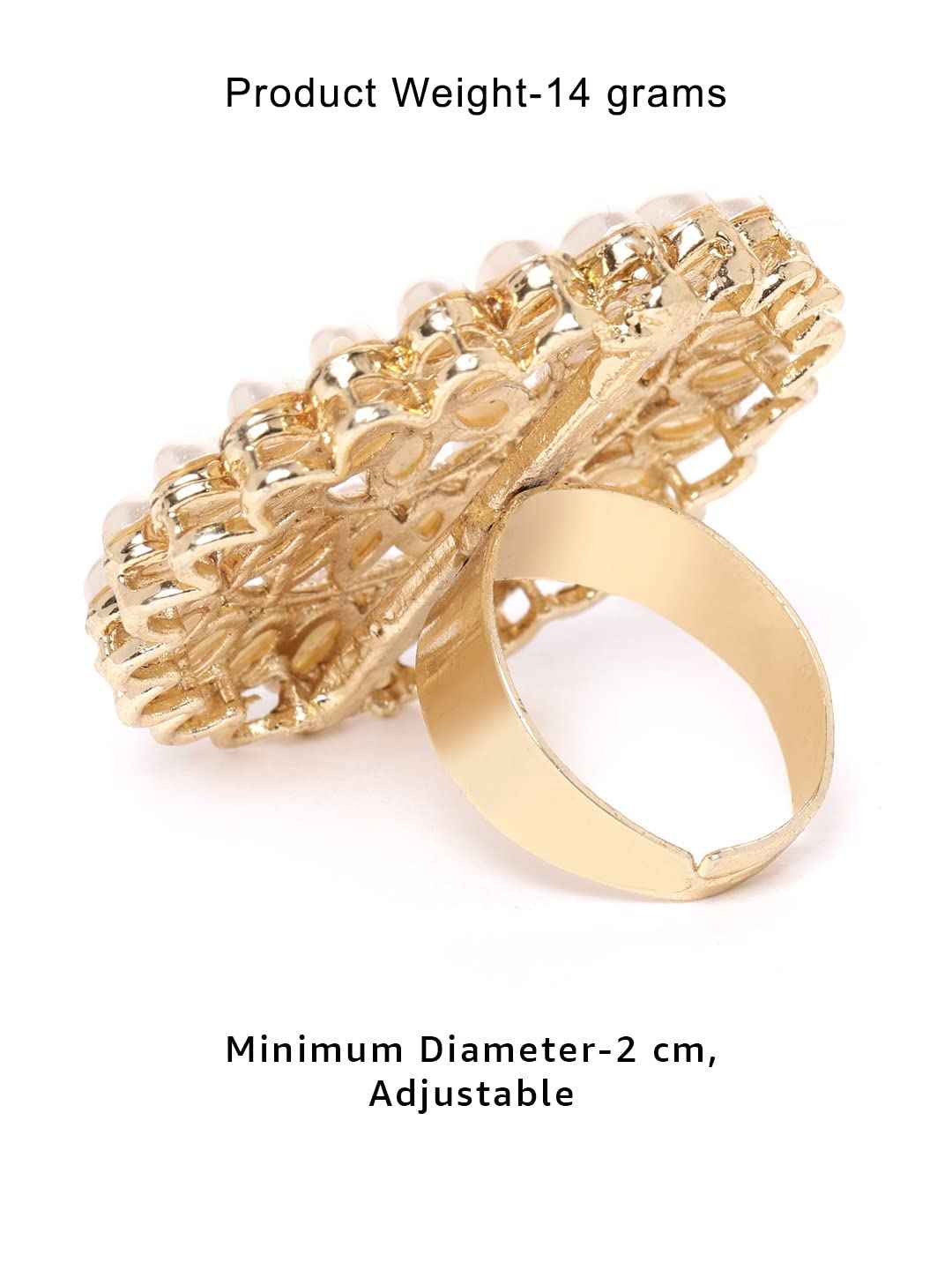 ZAVERI PEARLS Gold Tone Pearls Flower Ethnic Adjustable Finger Ring For Women-ZPFK9537