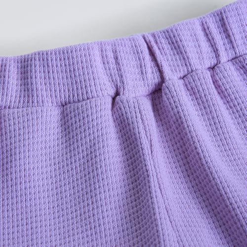 Hopscotch Unisex Full Sleeves Purple 2-Pc Textured Wrap Style Cotton Pajama Set (0-3 Months)