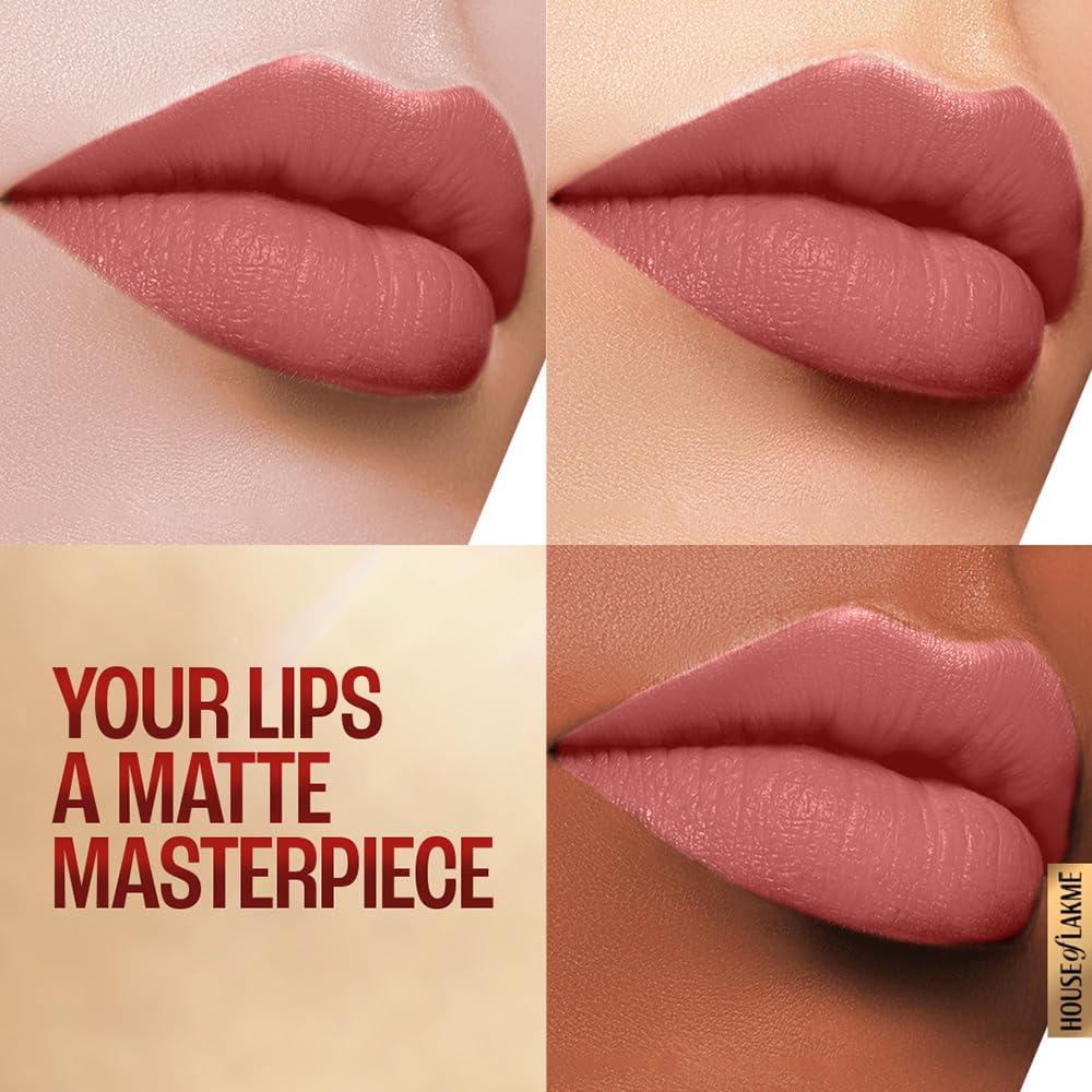 LAKMÉ Powerplay Priming Smooth Matte Finish Lightweight Lipstick, Smudgeproof, Lasts 16hrs, Hydrates Lips, Blushing Nude, 3.6g