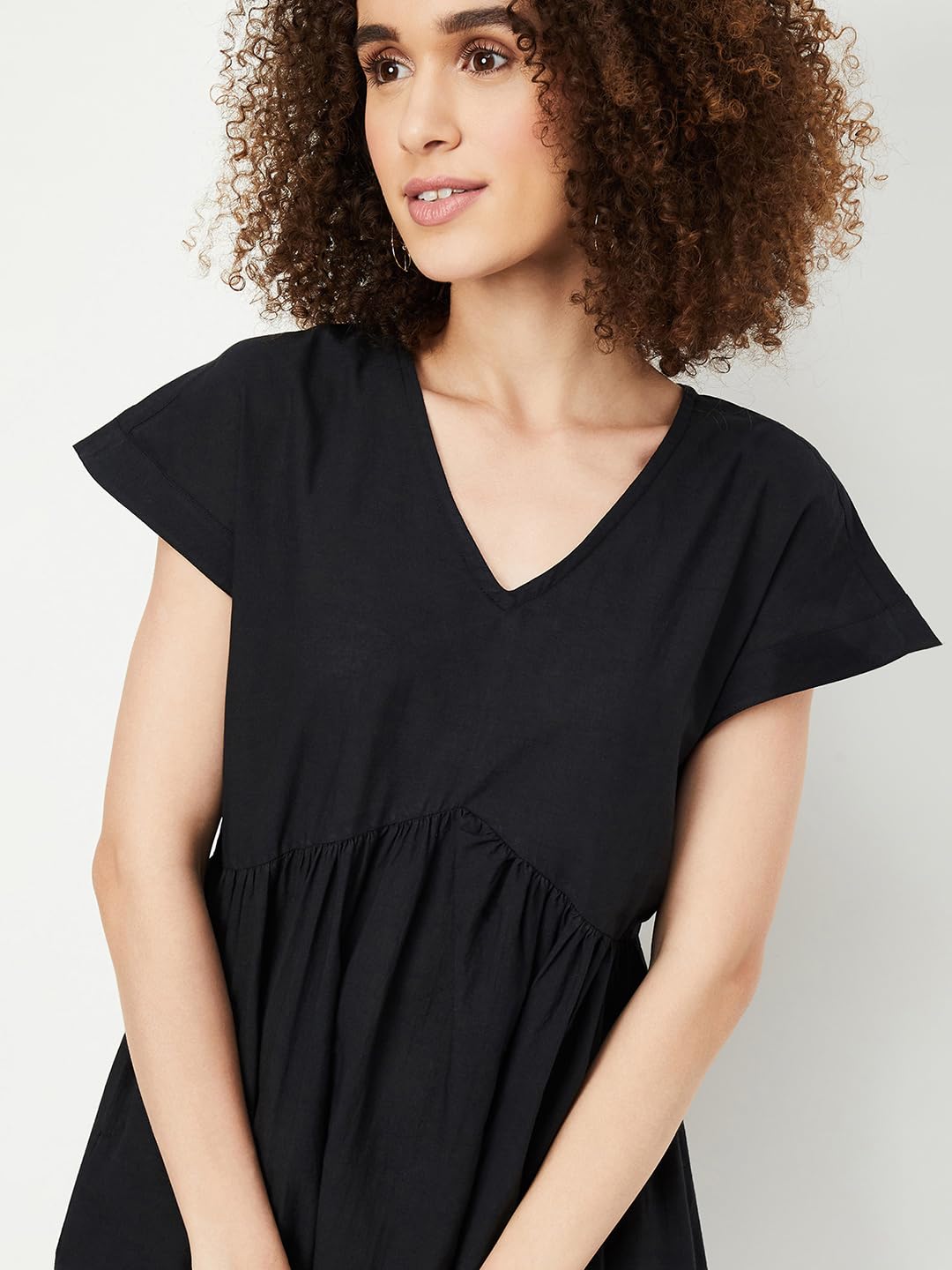 Max Women's Cotton Modern Midi Dress (MG48018_Black