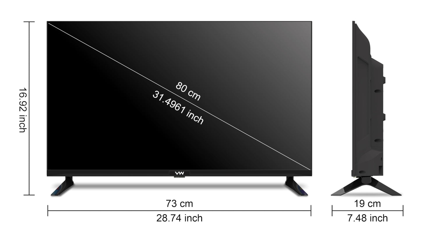VW 80 cm (32 inches) Frameless Series HD Ready Android Smart LED TV VW32S (Black)