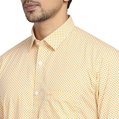 Color Plus Men's Full Sleeve Tailored Fit Medium Orange Casual Shirt