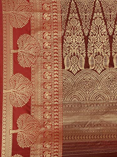 Panzora Women's Banarasi Silk Saree With Unstitched Blouse Piece