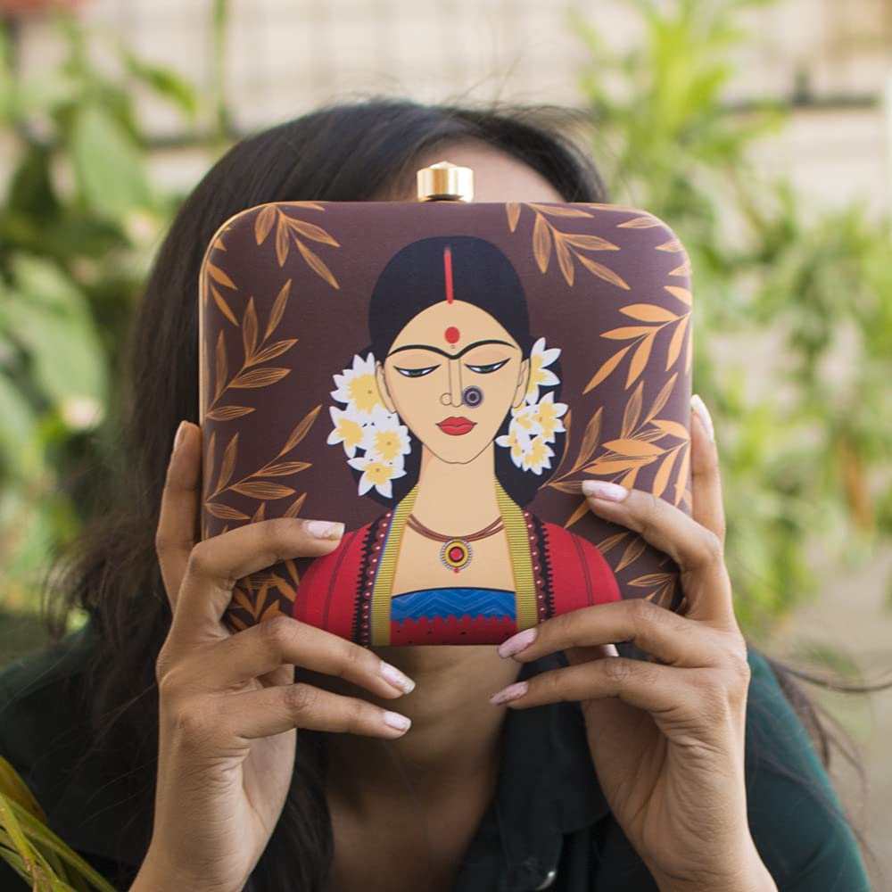 Artklim The Portrait of Indian Women Printed Clutch
