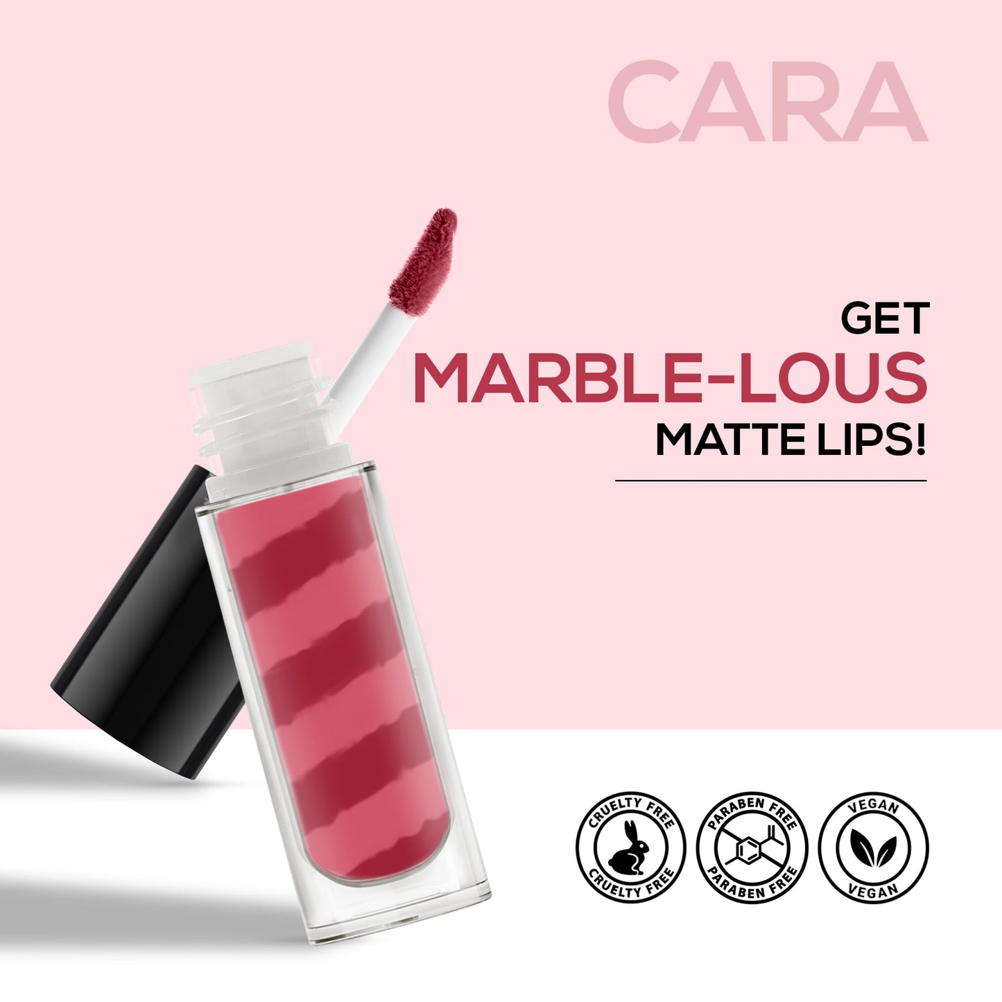 RENEE Marble Liquid Lipstick - LM01 Cara 4.5ml, Rich Color Payoff & Matte Finish| Weightless, Unique Long Lasting Formula, Transfer & Smudge Proof| Enriched with Vitamin E & Jojoba Oil