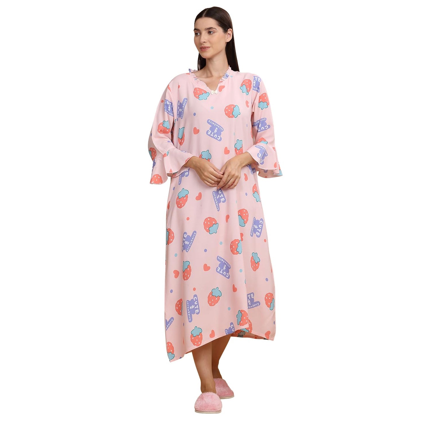 Sweet Dreams Women's Rayon Midi Casual Night Dress