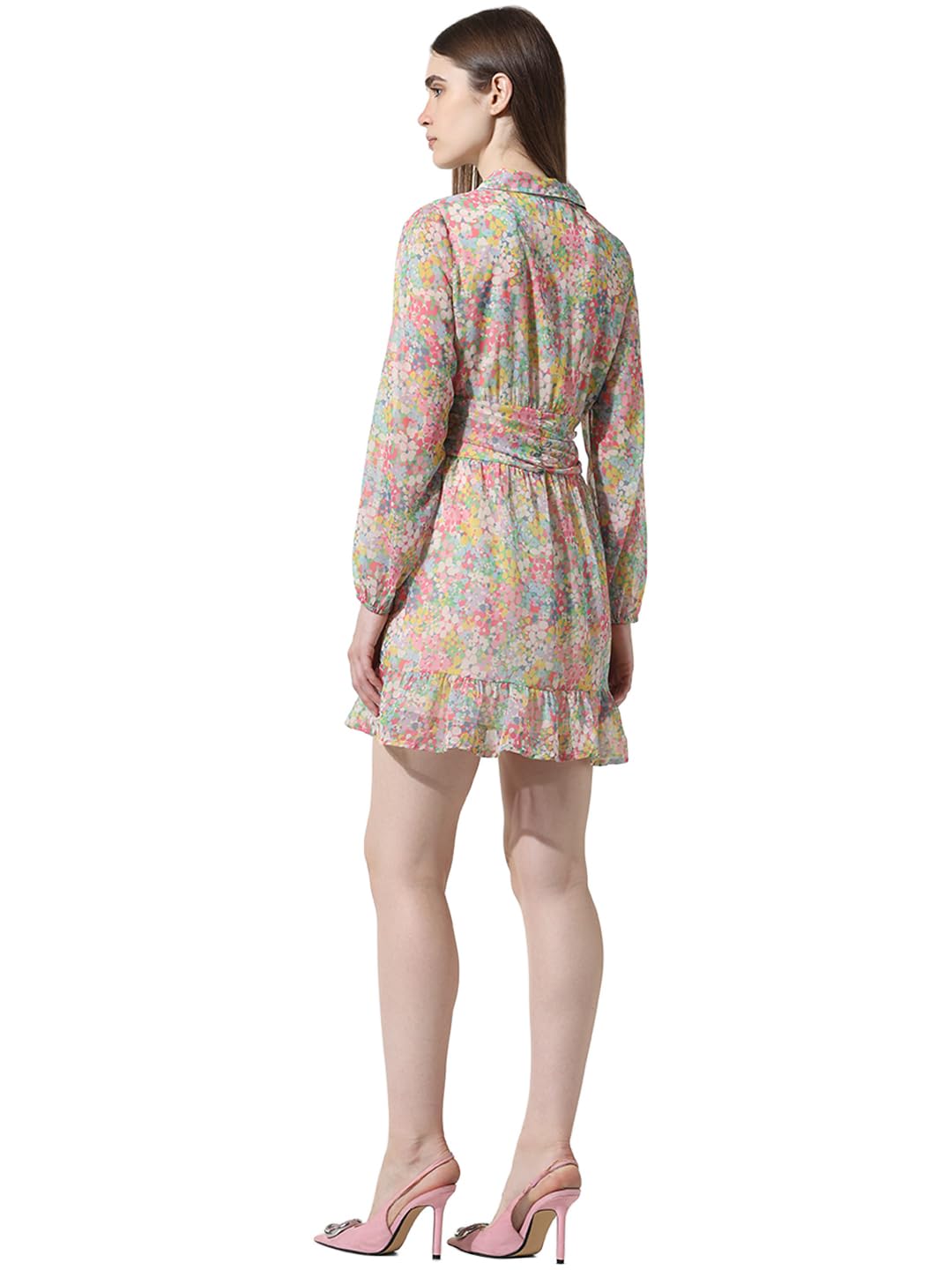 ONLY Women Printed Polyester Above Knee Multicolor Shirt Dress