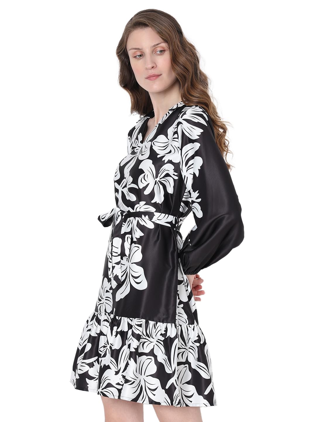 VERO MODA Women's Polyester A-Line Mini Dress (10317927- Black