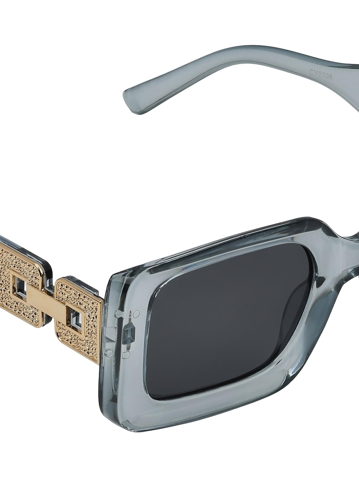Carlton London Women Grey & Gold Toned UV Protected Black Lens Square Sunglasses