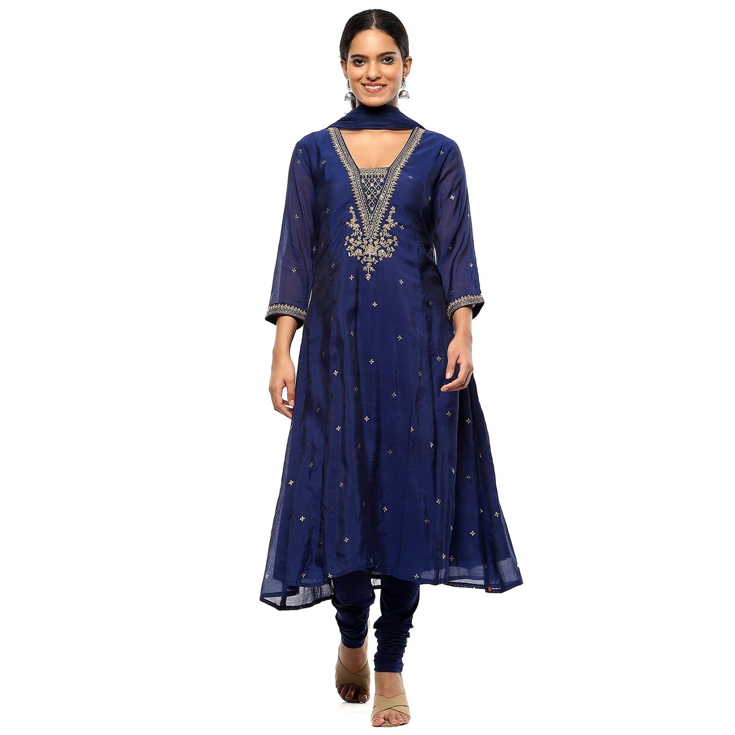 BIBA Women's Polyester Blend Kurta Sets (SKDRIVYT10114AW24NVY_Navy