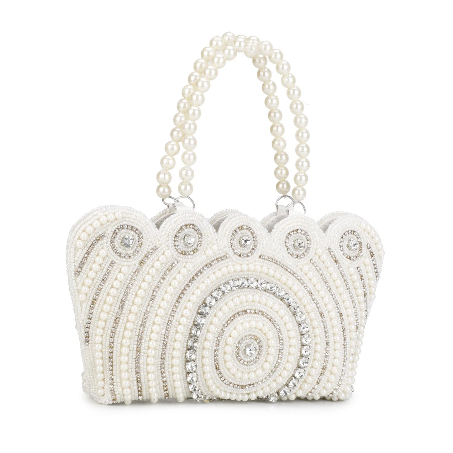 LONGING TO BUY Women’s Pearl Clutch Bag for Party & Wedding | Ladies Stylish Evening Clutch Purse (White)