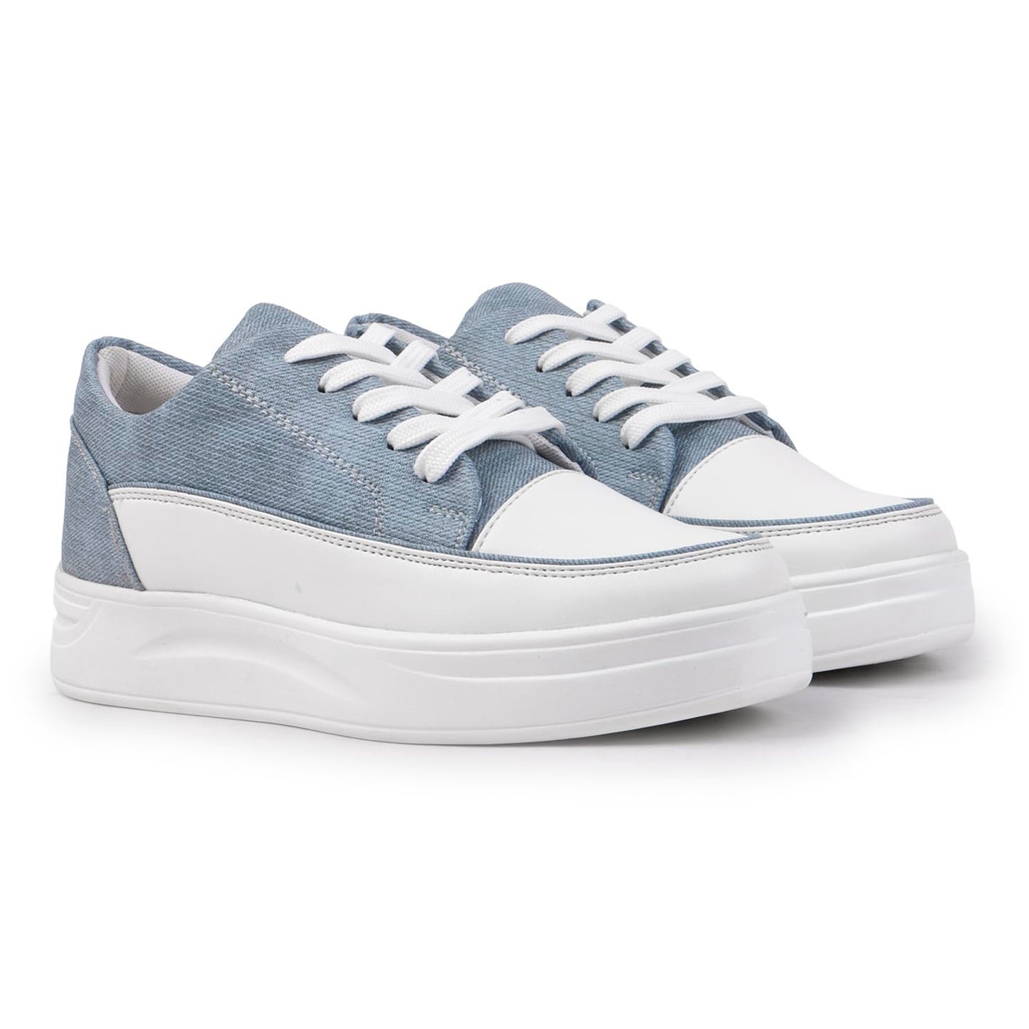 Vendoz Women Casual Denim Blue Sneakers I Cushioned Insole I All Day Comfortable I Lightweight and Stylish Shoes for Girls CNV7018BLU-40