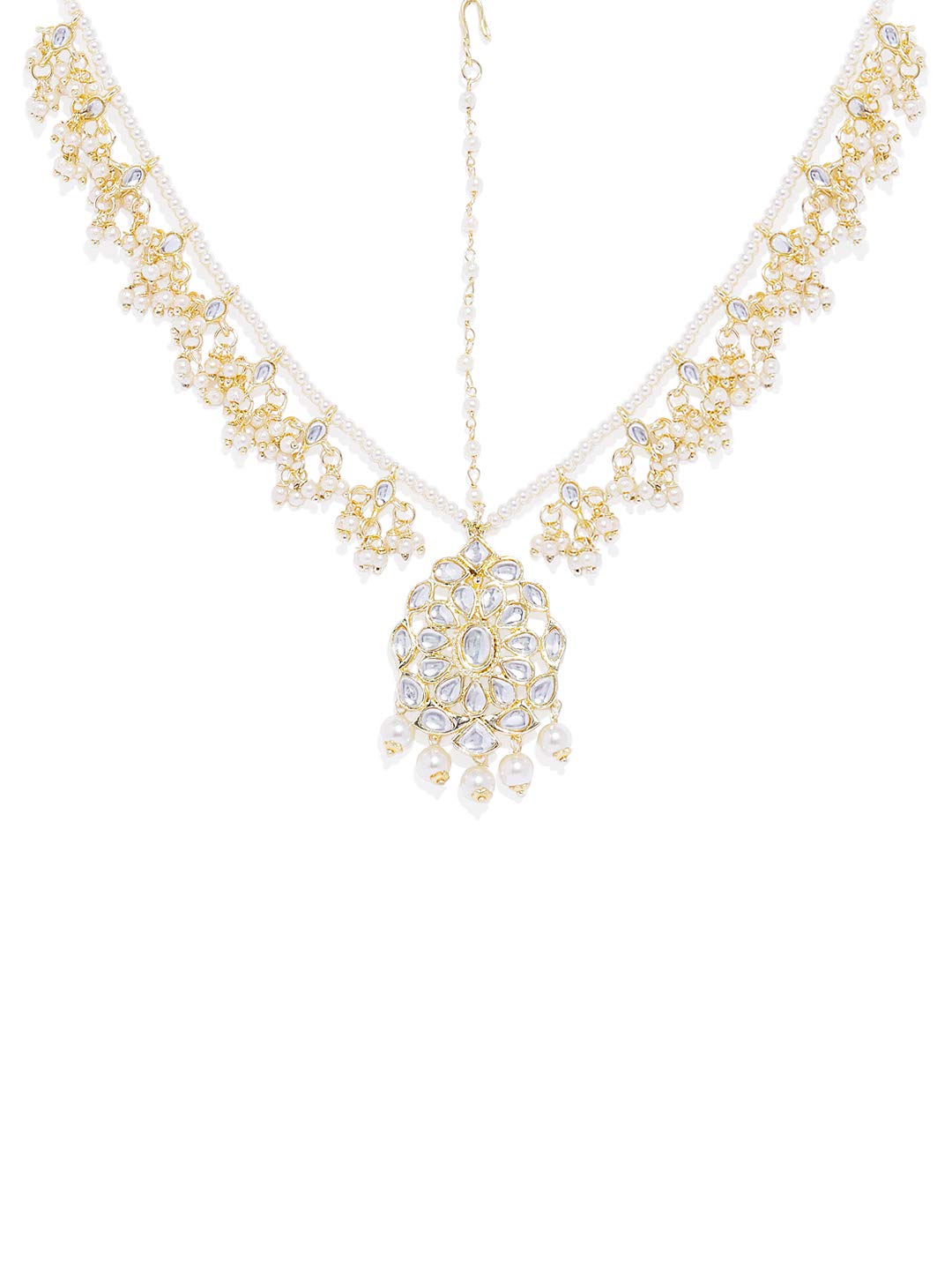 ACCESSHER Bridal Kundan Mathapatti | Classic Gold-Toned Headpiece for Women and Girls | Ethnic Jewellery – Pack of 1.