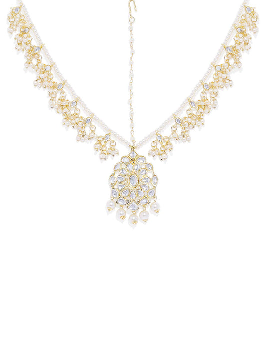 ACCESSHER Bridal Kundan Mathapatti | Classic Gold-Toned Headpiece for Women and Girls | Ethnic Jewellery – Pack of 1.