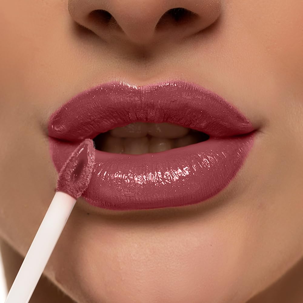 RENEE Gloss Stay Transfer Proof Glossy Liquid Lip Color - Nude Sia | High Pigment | Super Glossy | Smudge-Proof | Waterproof | 12H Stay | Enriched with Vitamin E & C | 3.5ml