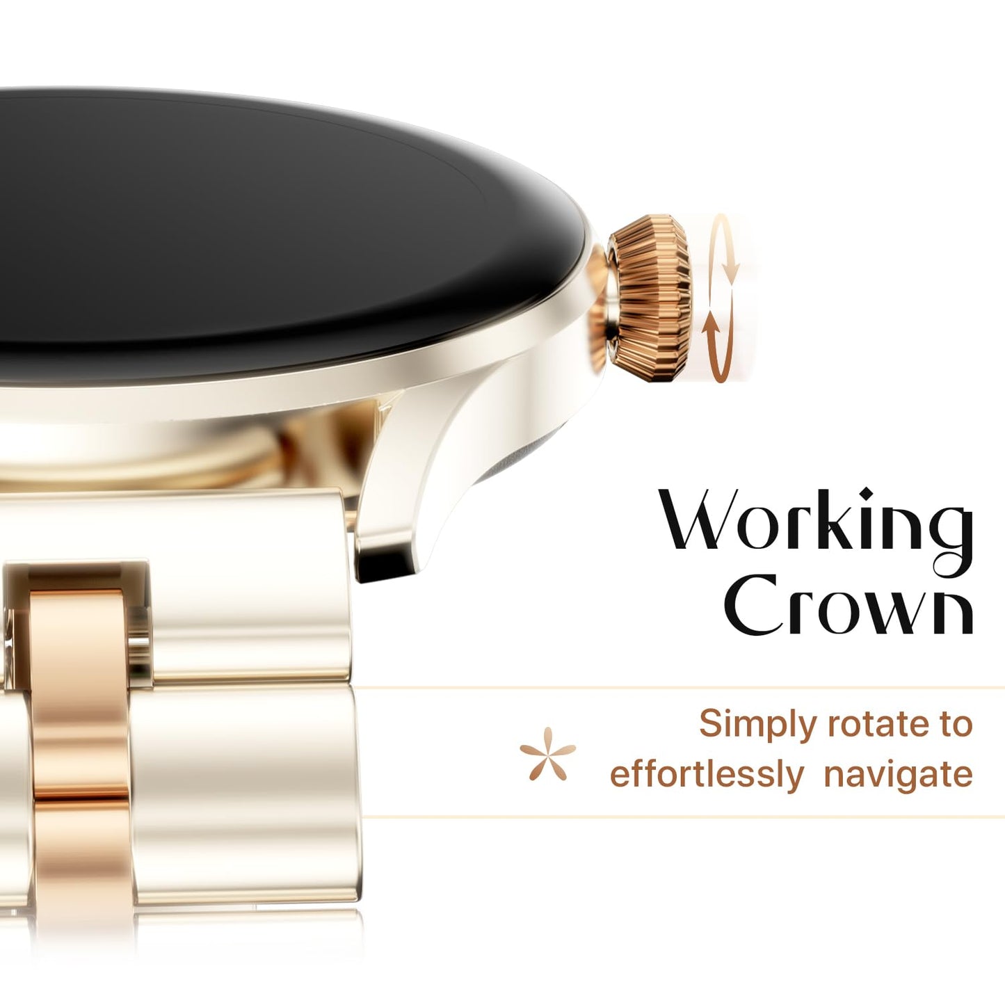 Fire-Boltt Glitz Women Smart Watch with 1.19” AMOLED Display, Bluetooth Calling, Rotating Crown, Always On Display, 1000 Nits Brightness, IP68 Waterproof Ivory Pearl